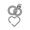 LGBT wedding black line icon. Same-sex family. Rainbow free love concept. Gay, lesbian marriage. Sign for web page, mobile app,