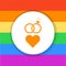 LGBT wedding color glyph icon. Same-sex family.