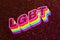 LGBT word 3d vintage typography wavy rainbow