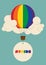 LGBTQ community pride month poster design template background with air balloon