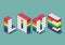 LGBTQ community pride month poster design template background with isometric cube