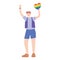 Lgbtq community pride, young man with rainbow heart character isolated icon design