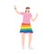 Lgbtq community pride, young woman rainbow flag in skirt cartoon isolated icon design