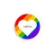 Lgbtq+ heart shape love circle sticker sign