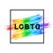 LGBTQ lettering on brush strokes textured flag the colors of the rainbow. Symbol of lesbian, gay pride, bisexual, transgender