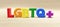 LGBTQ plus Gay pride. Rainbow Flag Color text isolated on wood. LGBT community rights. 3d render