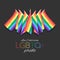 LGBTQ pride banner with Group of rainbow flag on dark background vector design