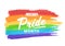 LGBTQ pride month banner text on colorful rainbow flag Paint brush style vector design