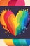 LGBTQ rainbow colored hearts illustration for Valentine`s day