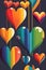 LGBTQ rainbow colored hearts illustration for Valentine`s day