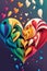 LGBTQ rainbow colored hearts illustration for Valentine`s day