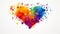 LGBTQ Rainbow made out of hearts and a multicolored heart composed of splashes on a white backdrop