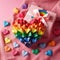 LGBTQ Valentine\\\'s Day with a gift box with large rainbow heart