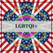 LGBTQI+ banner on US flag illustration with rainbow colors, LGBT American rights