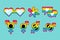 Lgbtqi rainbow pride different labels set vector