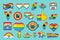 Lgbtqi rainbow pride different stickers set vector