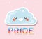 Lgtbi kawaii cloud cartoon with pride text vector design