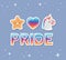 Lgtbi pride and kawaii unicorn and star with heart vector design