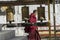 Lhasa, Tibet, China, Chengguan District, June 25 2019: Tashilhunpo monastery  procession of faithful praying around the temple, a