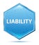 Liability crystal blue hexagon button