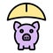 Liability piggy bank icon vector flat