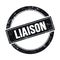 LIAISON text on black grungy round stamp