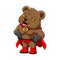The liar bear with the red cloak and shoes standing with the dashing expression