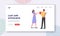 Liar and Hypocrite Landing Page Template. Sneaky Insincere Man Holding Axe Giving Gift to Woman. Hiding True Feelings