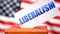 Liberalism and American elections, symbolized as ballot box with American flag  and a phrase Liberalism on a ballot to show that