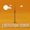 Liberation Tower 3d render in yellow background