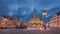 Liberec, Czechia. View of main square with Town Hall at dusk