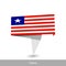 Liberia Country flag. Folded ribbon banner flag