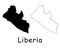 Liberia Country Map. Black silhouette and outline isolated on white background. EPS Vector