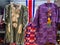 Liberia Ethnic clothing on display, colorful tribal african clothes