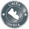 Liberia map vintage stamp.