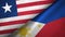 Liberia and Philippines two flags textile cloth, fabric texture