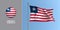 Liberia waving flag on flagpole and round icon vector illustration