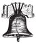 Liberty Bell, in Philadelphia, Pennsylvania, USA, vintage engraving