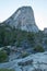 Liberty Cap mountain peak and Nevada Falls seen from the Mist Hiking Trail in Yosemite National Park in California USA