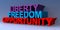 Liberty freedom opportunity on blue