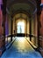 Liberty style building `s entrance, art, history and light in Turin city, Italy