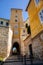 Libocanska brana, Libocany Gate, city walls, tower, narrow passage, historical buildings, Medieval town fortification, stairs,