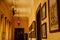 Libochovice, Bohemia, Czech Republic, 19 September 2021: Castle interior with baroque wooden carved furniture, corridor with