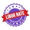 LIBOR RATE text on red violet ribbon stamp