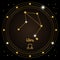 Libra, the constellation of the zodiac sign in the cosmic magic circle. Golden design on a dark background.