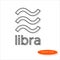 Libra cryptocurrency symbol in thin line casting a shadow, vector