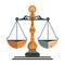 Libra symbol on antique scale, justice served