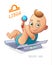 LIBRA zodiac sign. Baby Boy lies on the scales and playing rattle. LIBRA horoscope sign