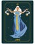 Libra zodiac sign, beautiful magical woman with scales on a dark background with stars. Astrological poster