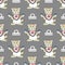 Libra zodiac sign in the form of cute cat seamless pattern on grey background. Vector illustration